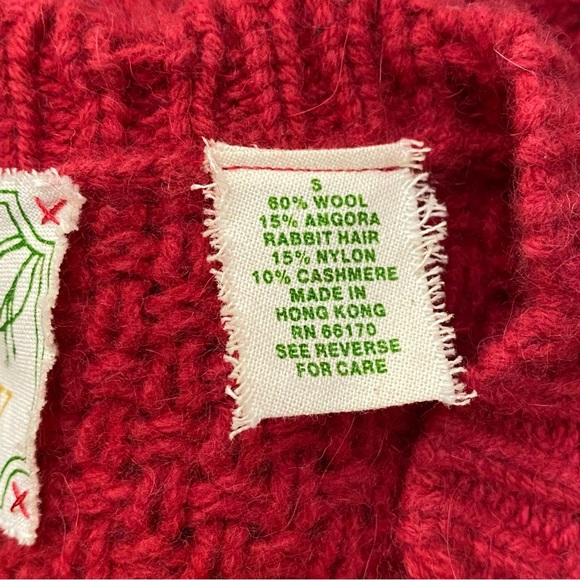 Anthropologie Sparrow Red Wool Blend Angora Crochet Knit Cardigan Sweater Size S - Picture 11 of 13